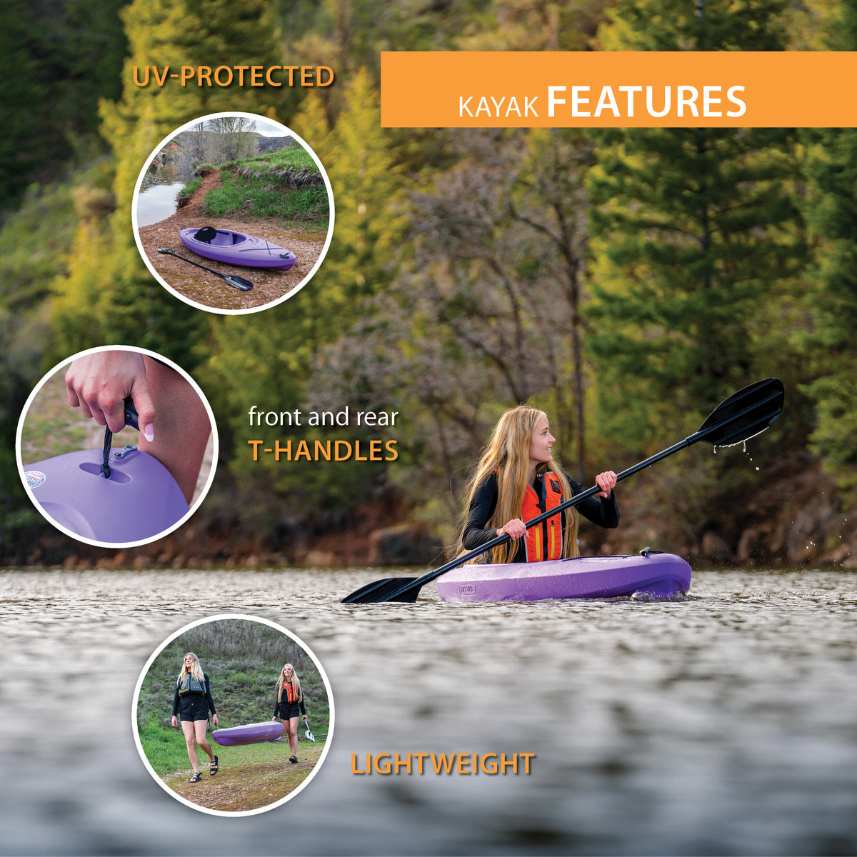 Lavender 8 ft Sit-Inside Kayak C8288