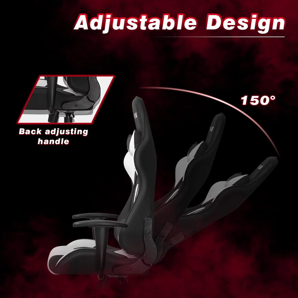 Black White High-Back Ergonomic Office Chair with Headrest and Lumbar Pillow Z617
