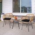 3-Piece Yellow Wicker Outdoor Furniture Set D9802