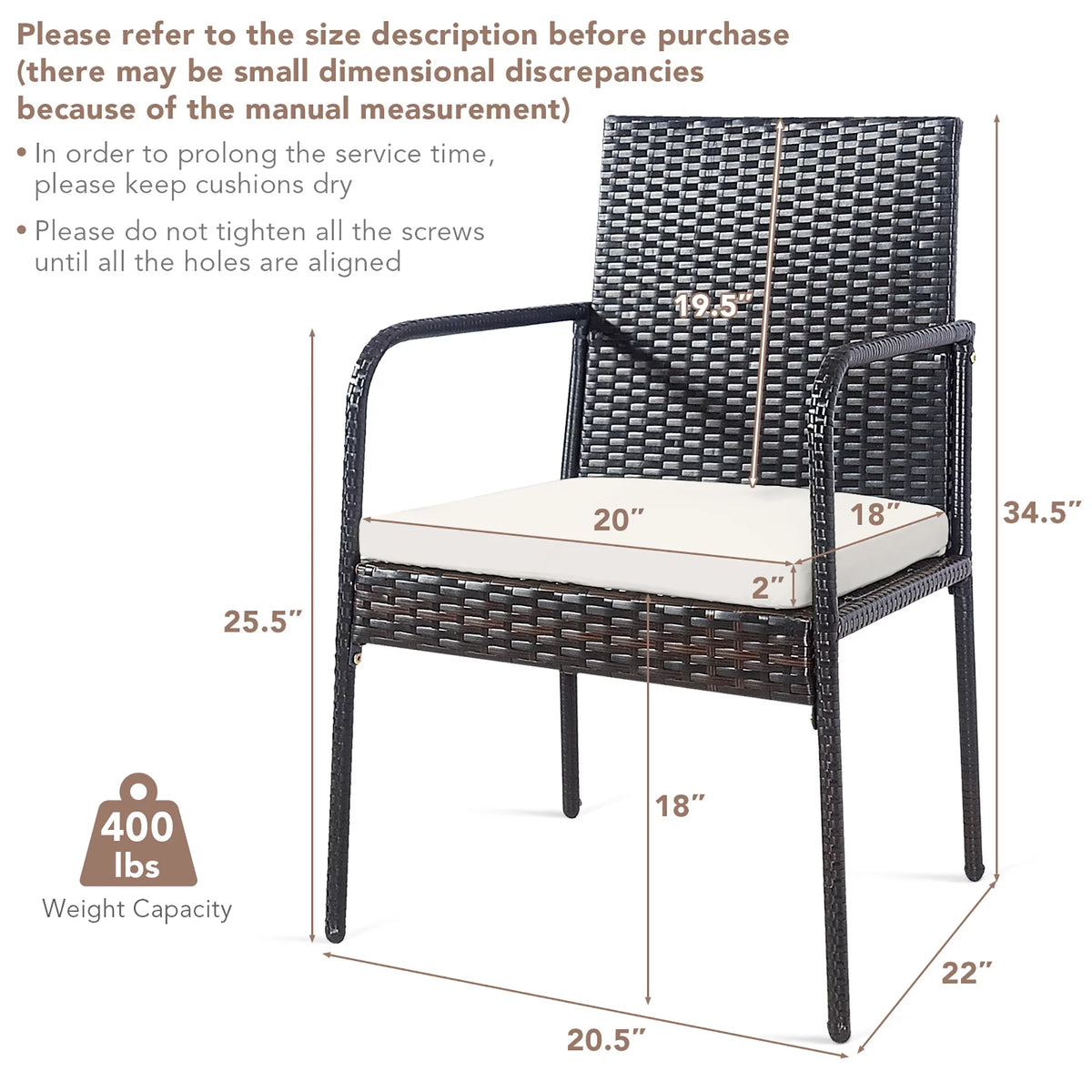 4 Pc Wicker Rattan Patio Dining Chairs W559