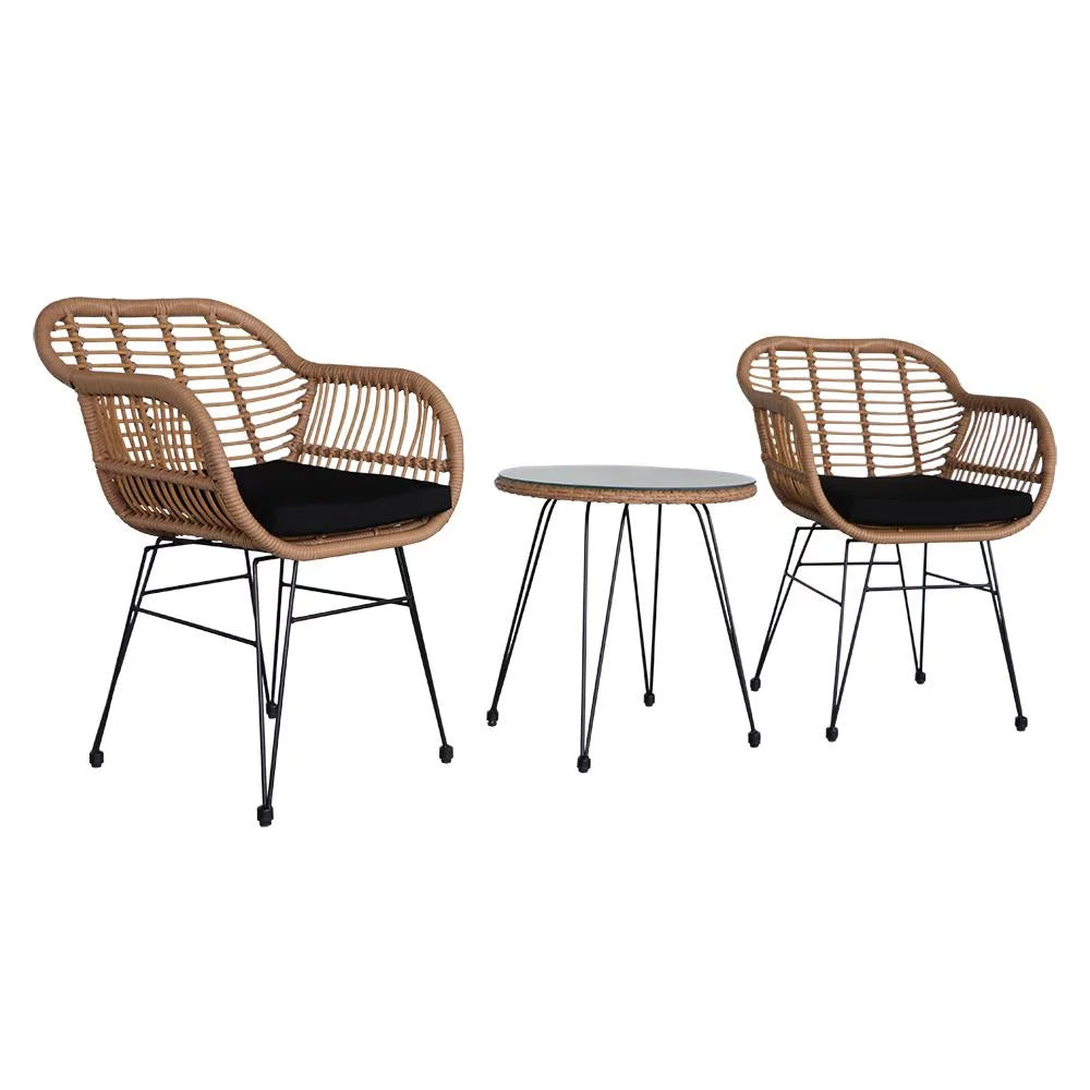 3-Piece Yellow Wicker Outdoor Furniture Set D9802