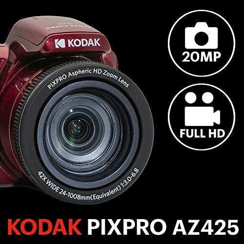 Red 20MP Digital Camera 42X Optical Zoom 24mm Wide Angle 1080P Full HD Video O6927