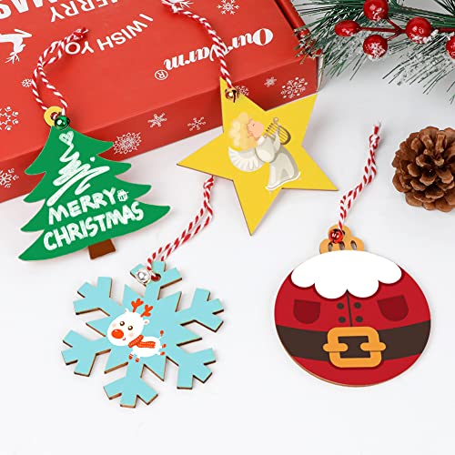 40pcs Unfinished Wood Slices with Holes Christmas Ornaments S356