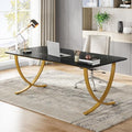 63” White and Gold Executive Desk T316169