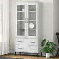 Pine Wood Bookcase with 2 Doors Cabinet and 2 Storage Drawers S864