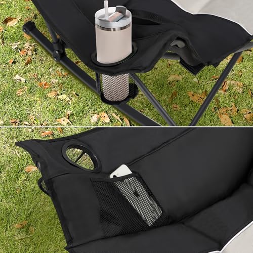 Oversized 400lbs Capacity 600D Oxford Rocking Camping Chair with Cup Holder C494