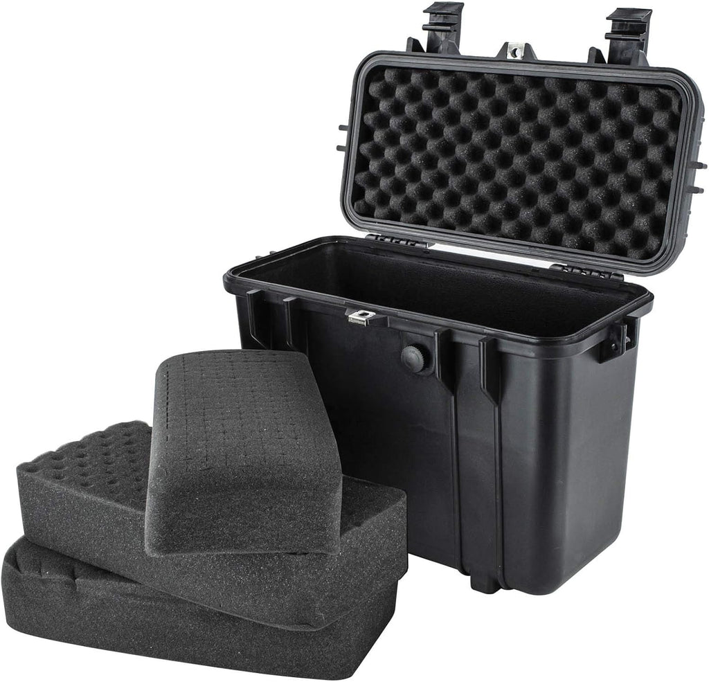 Compact Tall 16.93 Protective Gear Case Water and Shock Resistant with Foam (Black) G423