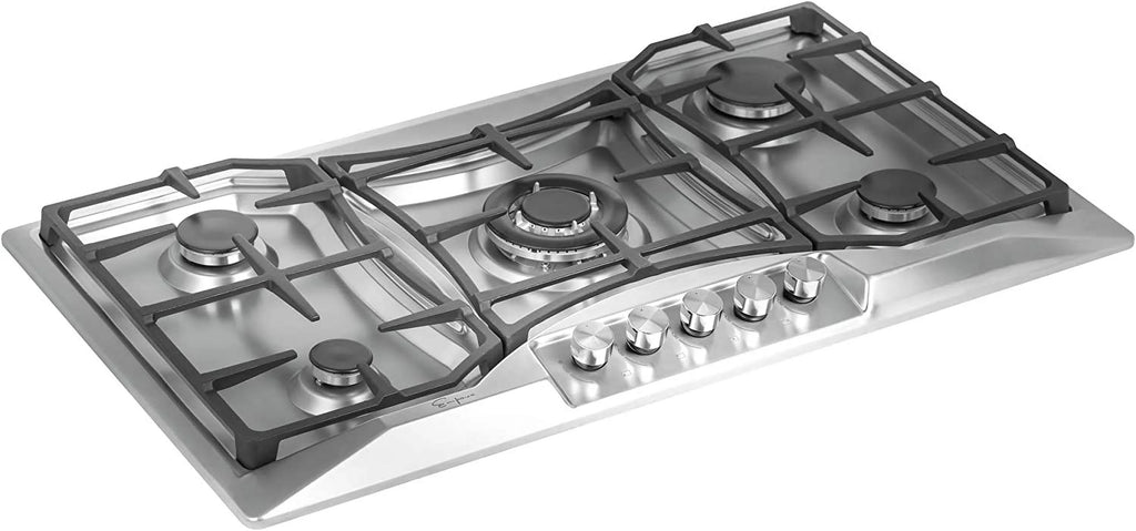 36 in. Gas Stove Cooktop 5 Sealed Burners NG/LPG Convertible Stainless Steel O509