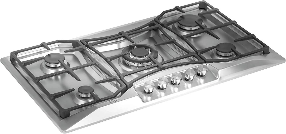 36 in. Gas Stove Cooktop 5 Sealed Burners NG/LPG Convertible Stainless Steel O509