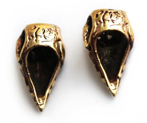 Bronze Norse Viking Celtic Raven Head Beard Beads Rings W861