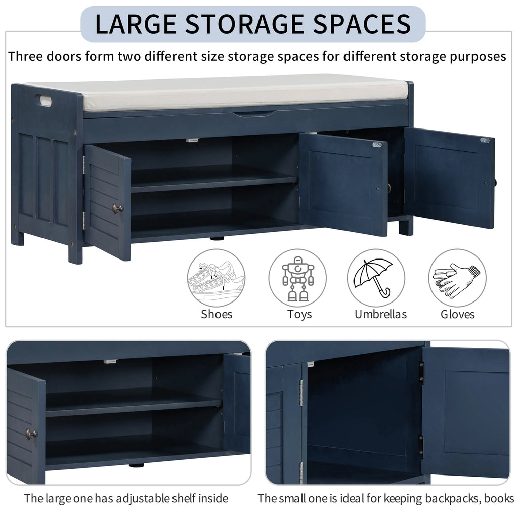 Blue Storage Bench I20596
