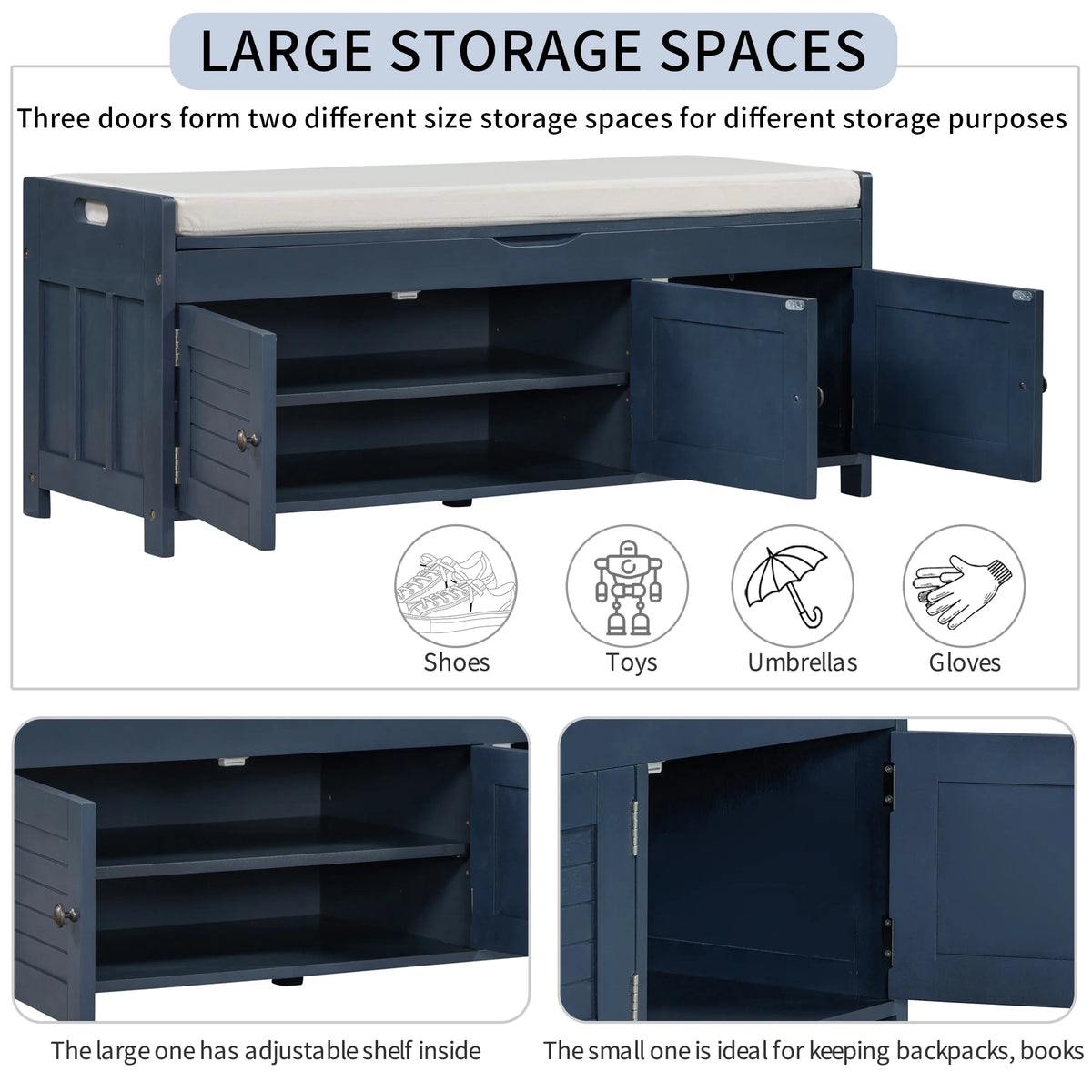 Blue Storage Bench I20596