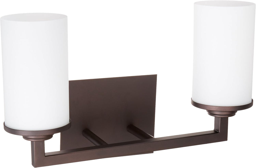 Brushed Nickel 2 Light Vanity with Flat Opal Glass T41821