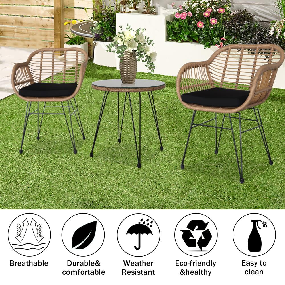 3-Piece Yellow Wicker Outdoor Furniture Set D9802