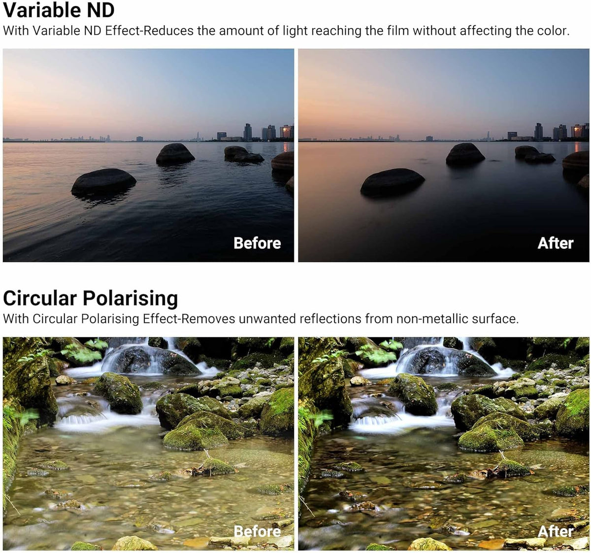2-in-1 55mm Variable ND Filter & CPL Polarizer Filter, ND2-ND32, with Storage Case and Lens Cap J560585