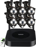 8CH NVR with 1TB HDD and 6PCS 3MP Outdoor Bullet Cameras with PIR Sensor and Floodlight (Black) T27374