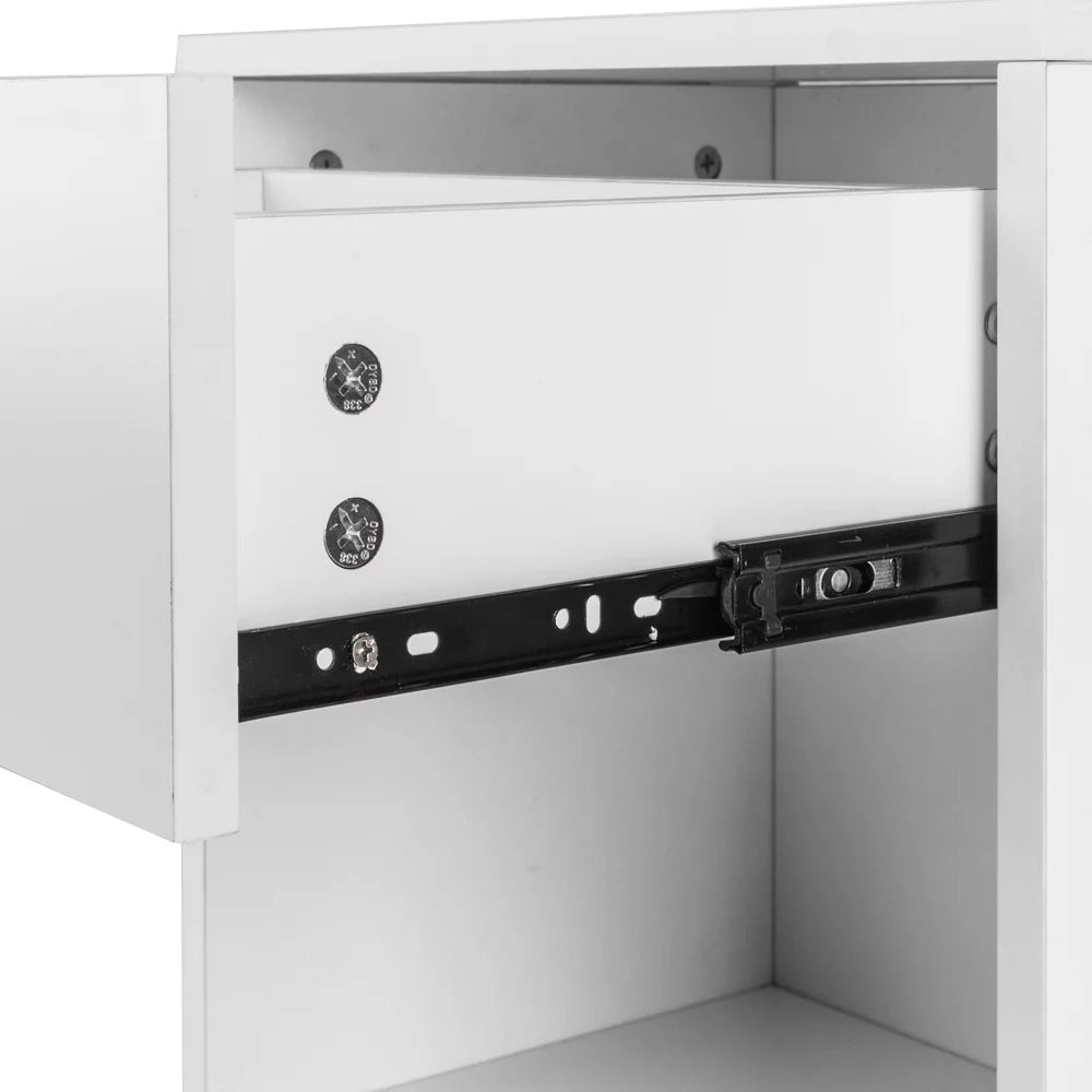 White Wood Nightstand with Storage Drawers V150
