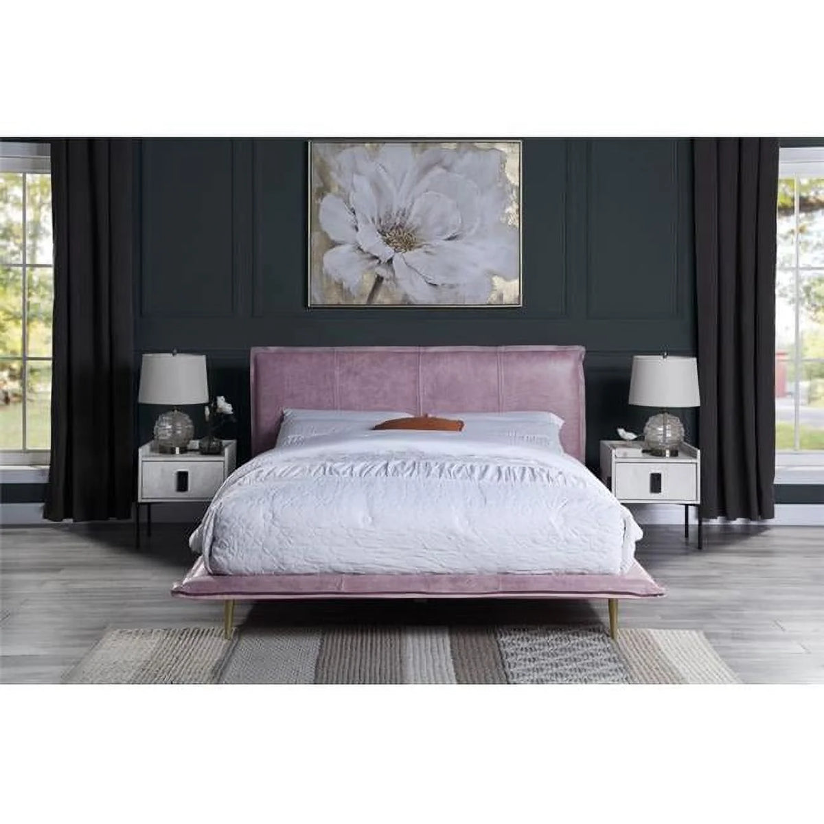 King Size Pink Top Grain Leather Bed T52700