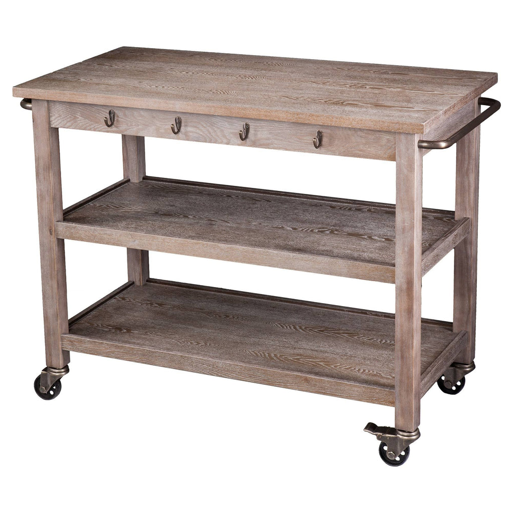 Whitewashed Burnt Oak Kitchen Cart C214
