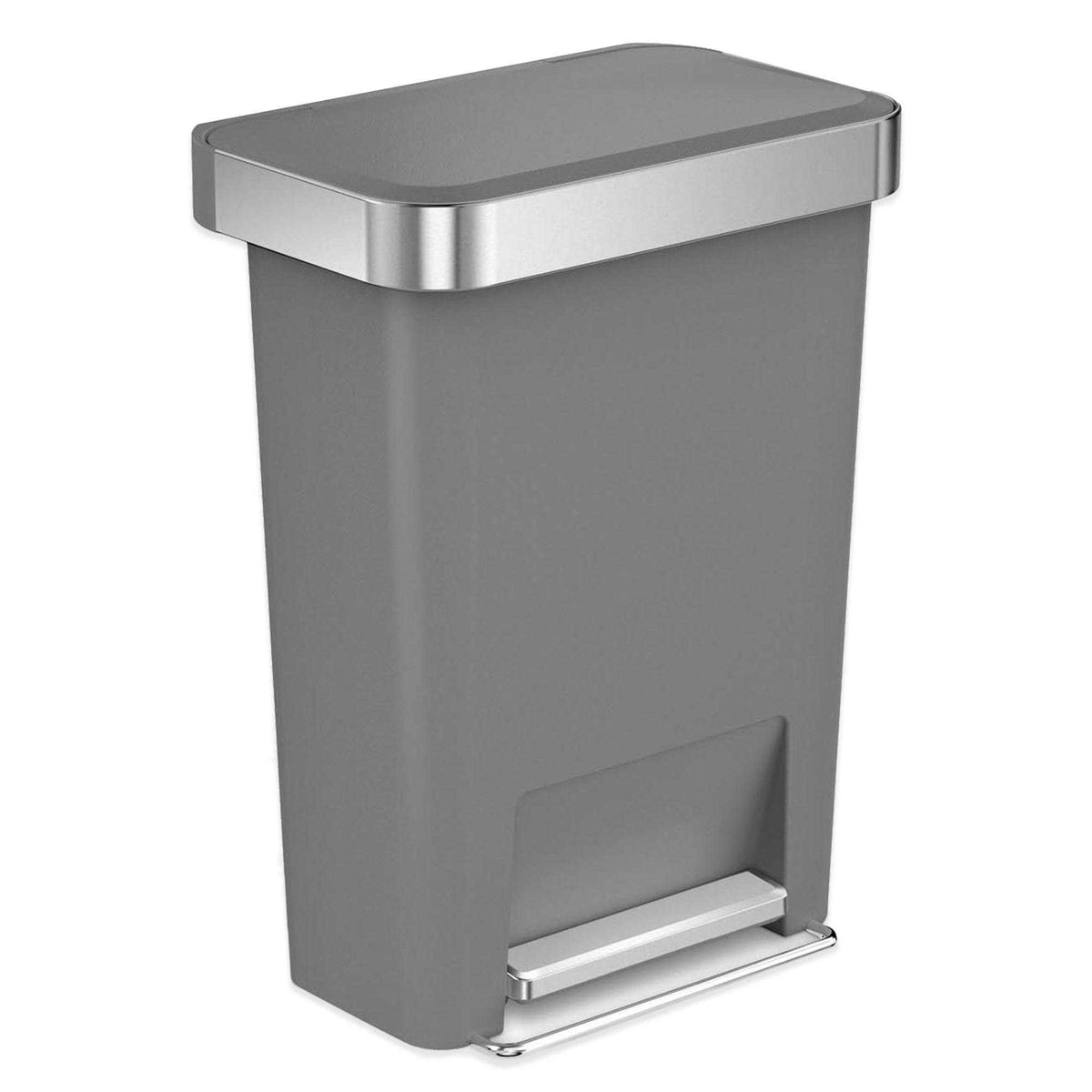 Grey Plastic Rectangular Step Can with Liner Pocket S282