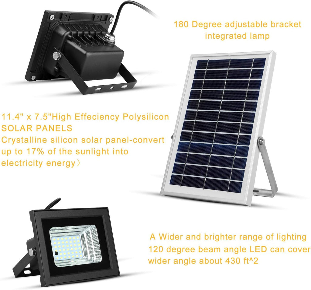Dual 42 LEDs 6500K Dusk to Dawn IP65 Waterproof Solar Flood Lights Q42546