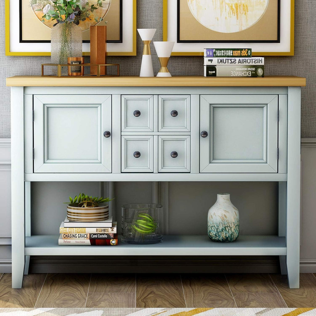 Solid Wood Console Table with 3 Drawers, 2 Cabinet and 1 Shelf N686668