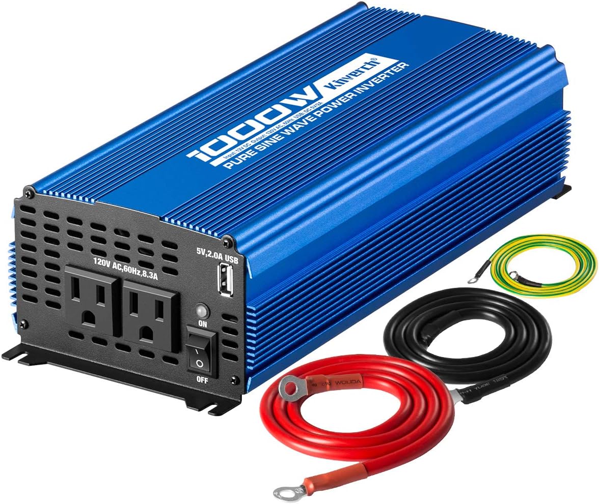 1500W Pure Sine Wave Power Inverter 12V DC to 110V AC with Bluetooth P908