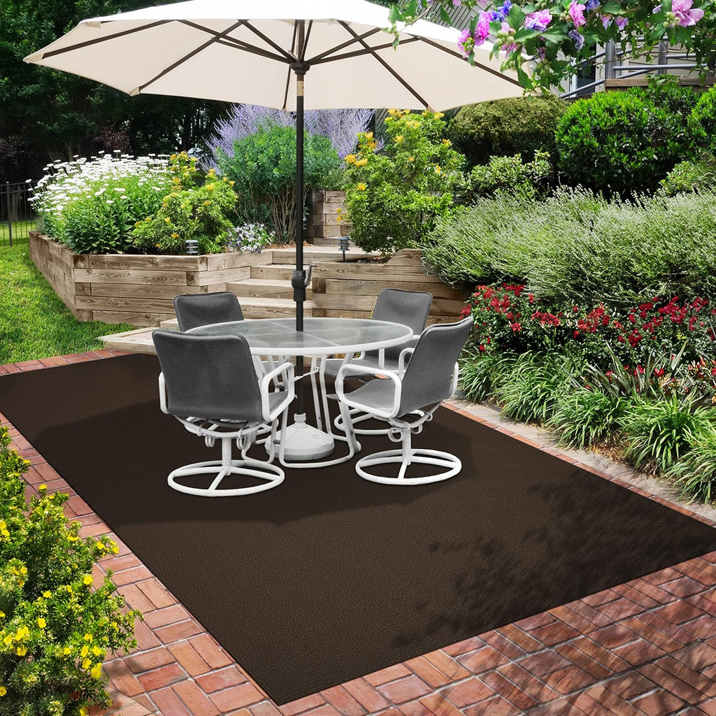 Indoor Outdoor Carpet with Rubber Marine Backing - Dark Brown - 6 Feet x 10 Feet Q715062
