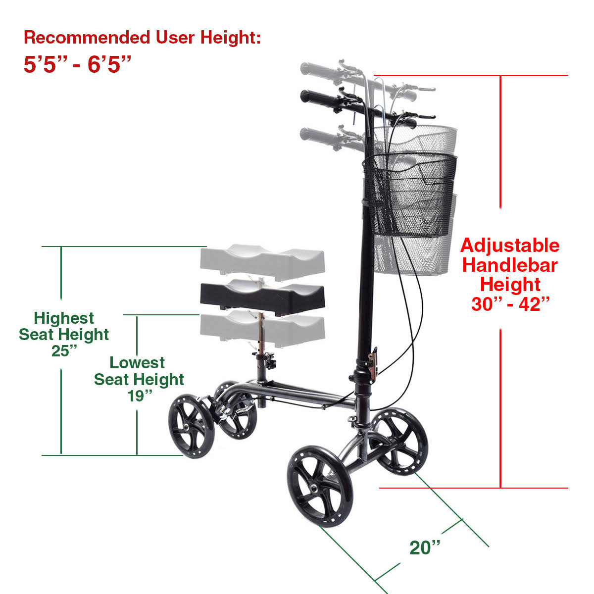 Foldable Steerable Knee Walker Scooter W165