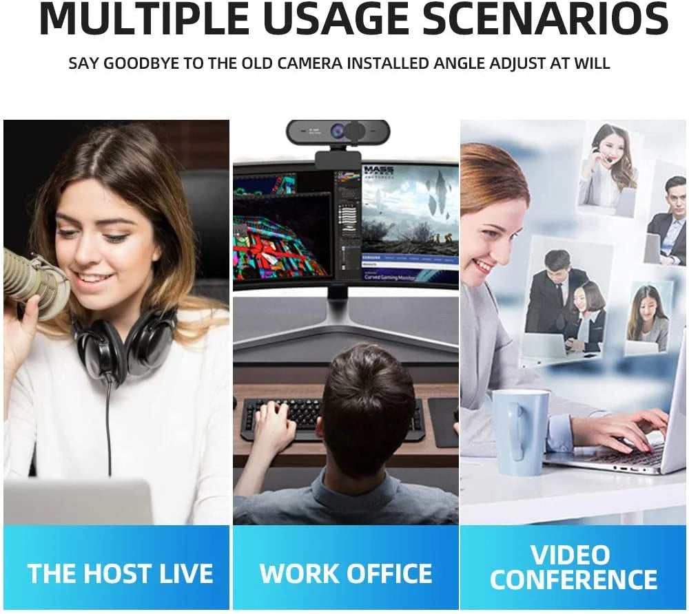 Webcam with Microphone, 1080P Web Camera with Privacy Shutter and Tripod Stand E55617