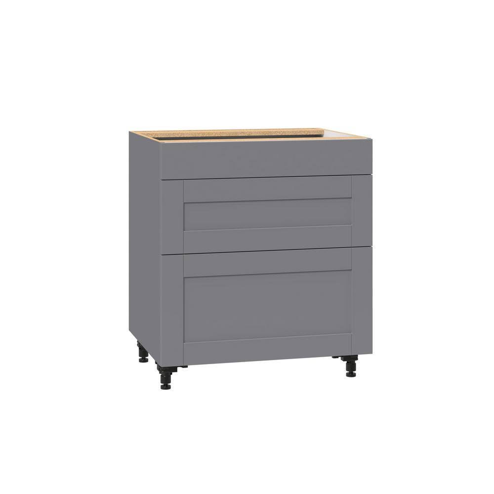 3-Drawer Base Cabinet with Metal Drawer Boxes in Gray H119