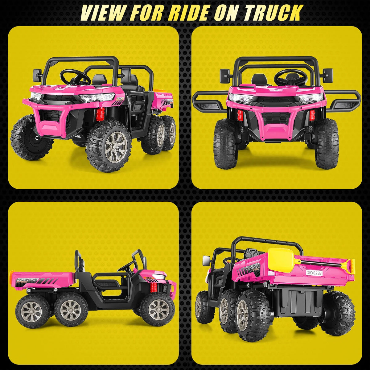 24 V 4WD 2 Seater 6-Wheel Ride on Dump Truck Car with Remote Control R148