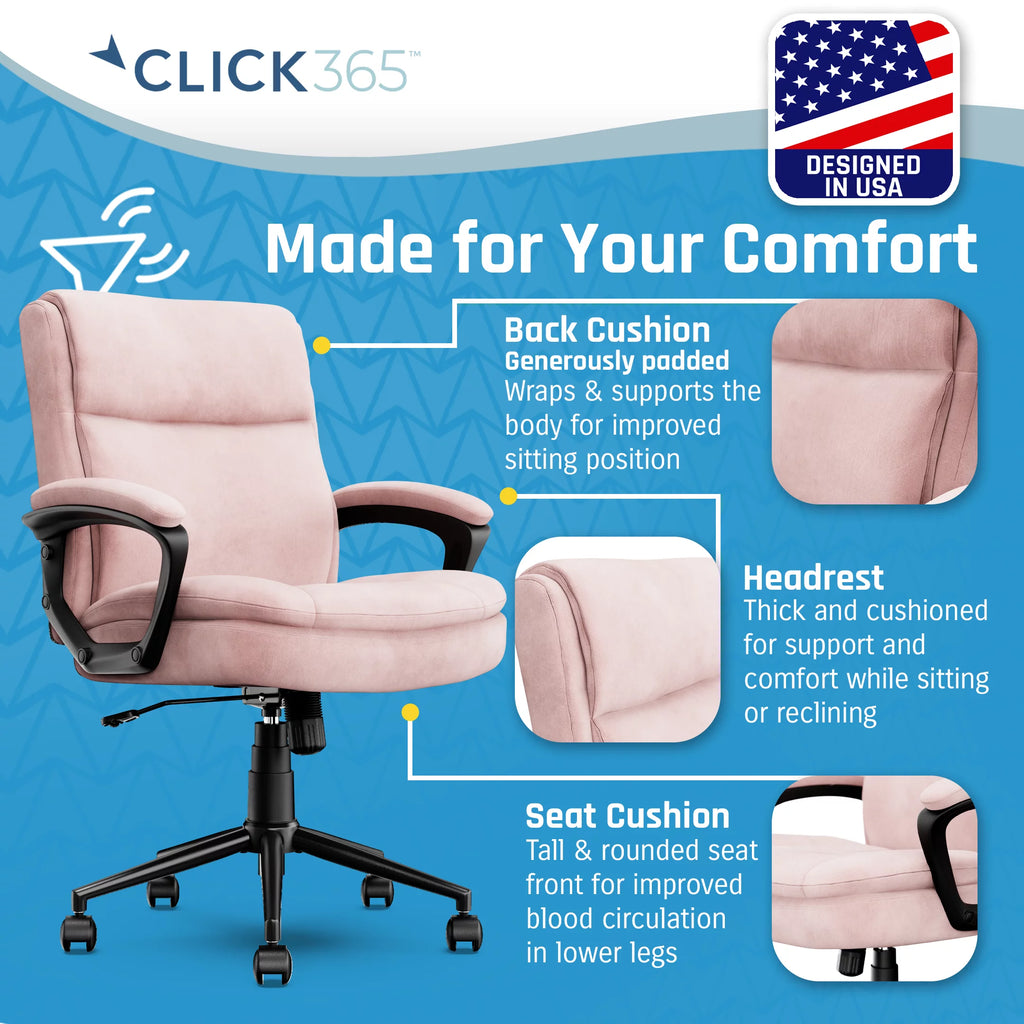 Pink Ergonomic Mid Back Desk Chair Z6609
