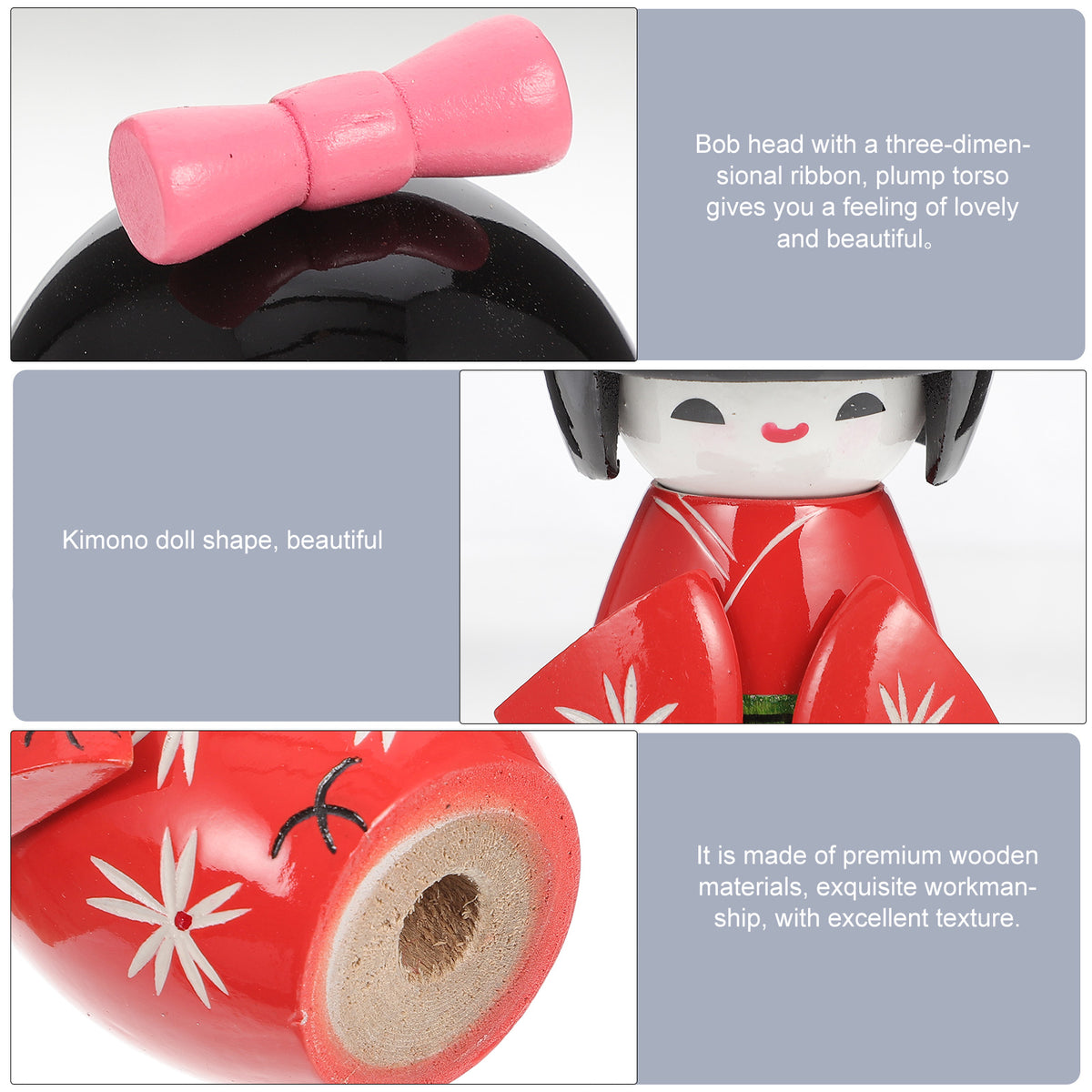 3 Pcs Wooden Japanese Ornament Figurines Y606150