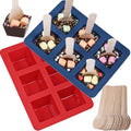 Silicone Hot Chocolate Spoon Molds 2-Pack with 30 Wooden Spoons Z8872