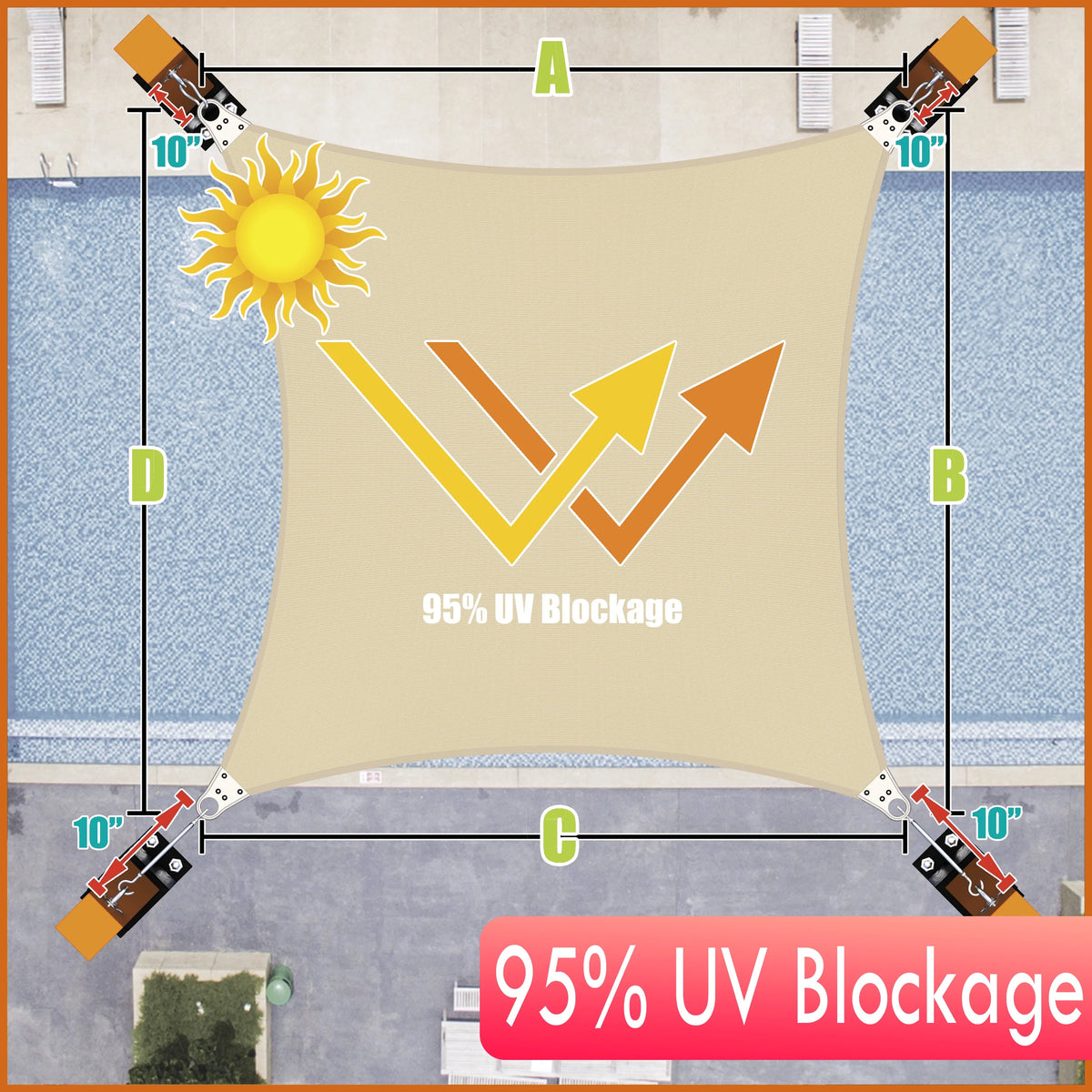 Beige Sun Shade Sail Canopy Awning E229