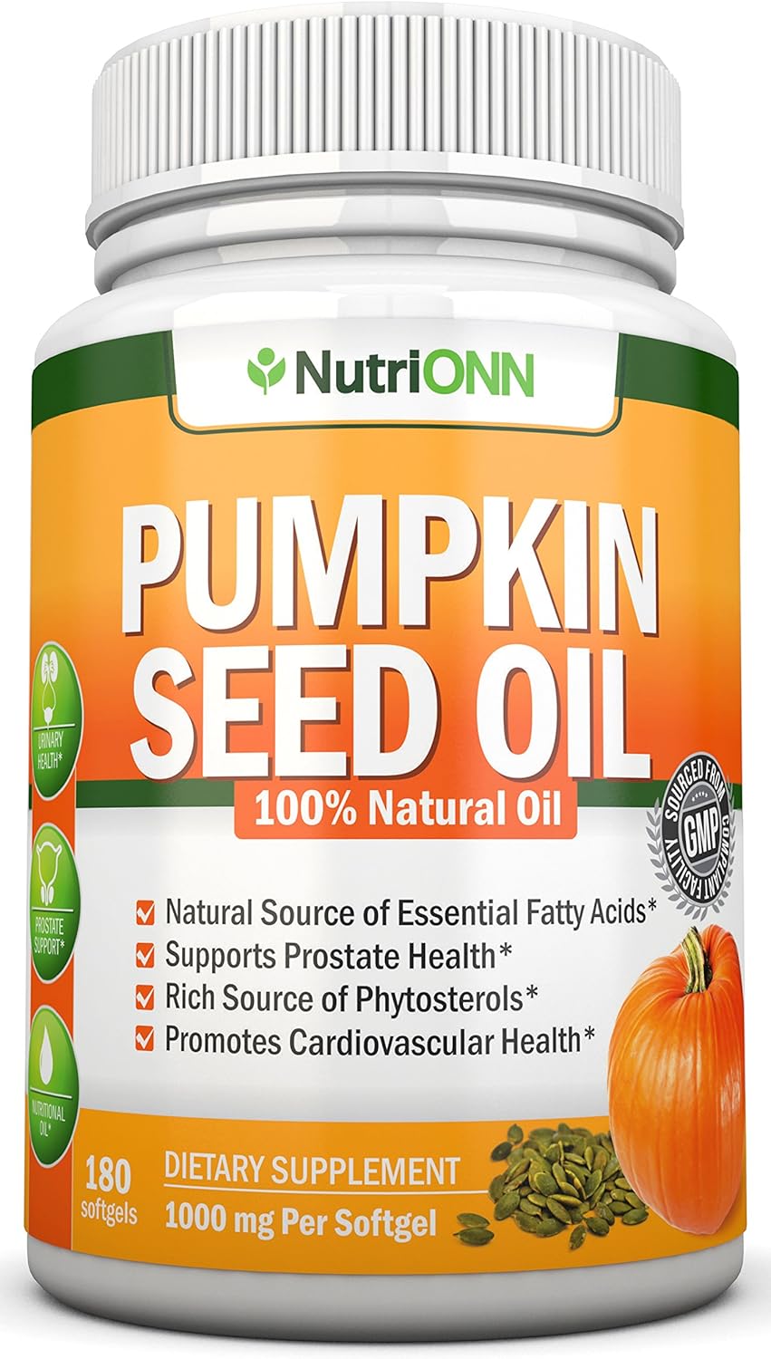 Cold-Pressed Natural Pumpkin Seed Oil 1000mg 180 Softgels Q200