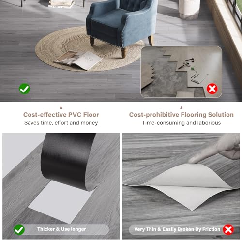 Peel and Stick Floor Tile, 36-Pack Self Adhesive Vinyl Plank Flooring Waterproof Tile Sticker X913262