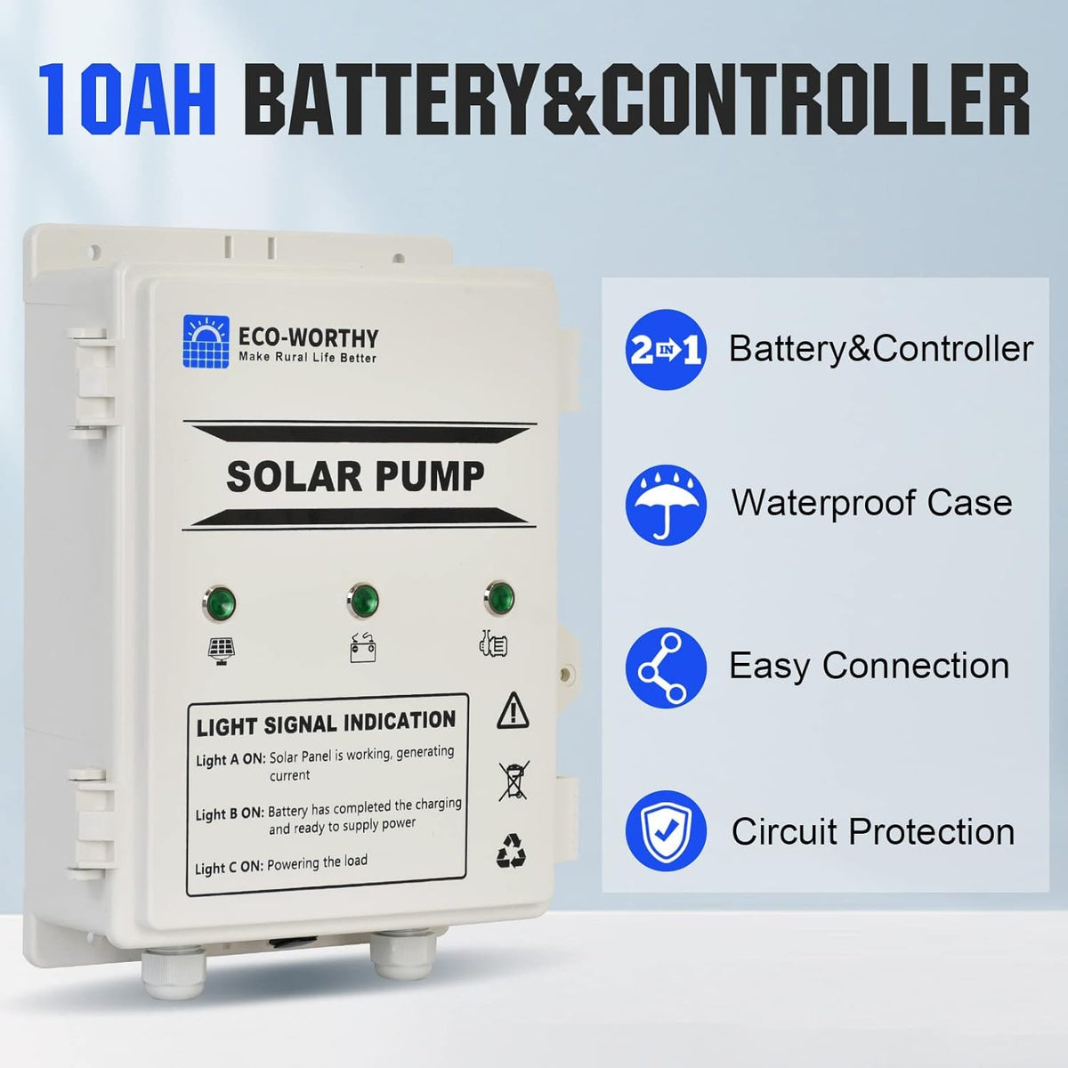 12V Solar Well Pump Kit with 120W Solar Panel and 10Ah Battery V43447