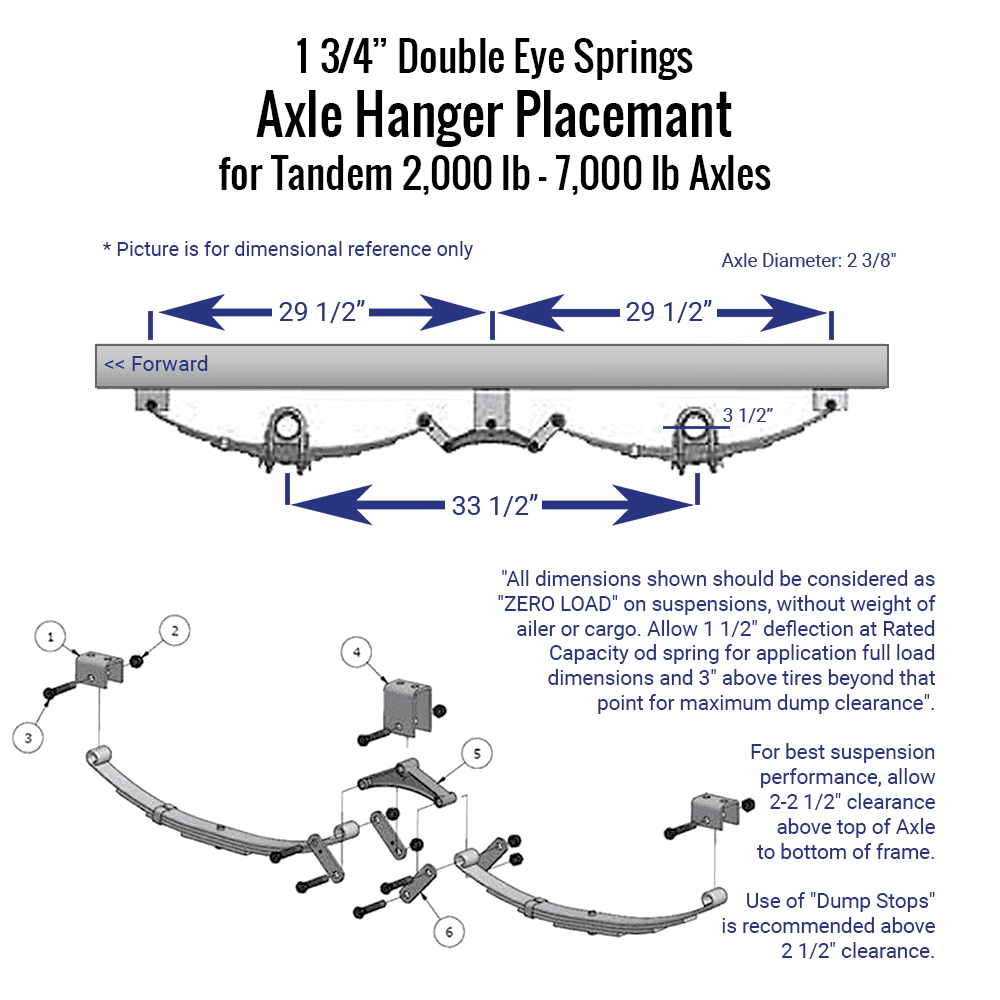 Trailer Double Eye Tandem Hanger Kit for 3500 - 7000 lb Axles W1436