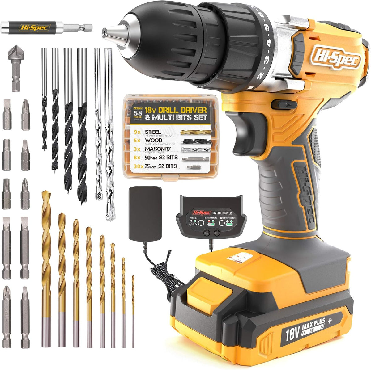 58 Piece 18V Pink Drill Driver & S2 Bit Set Cordless Power Drilling Electric Screwdriver Tool Case Pack of 2 I8204