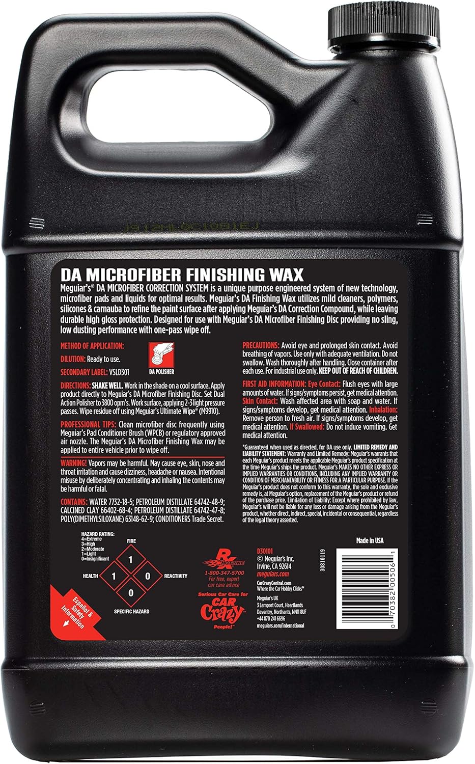 DA Microfiber Finishing Wax, 1 Gallon Pack of 2 N1853