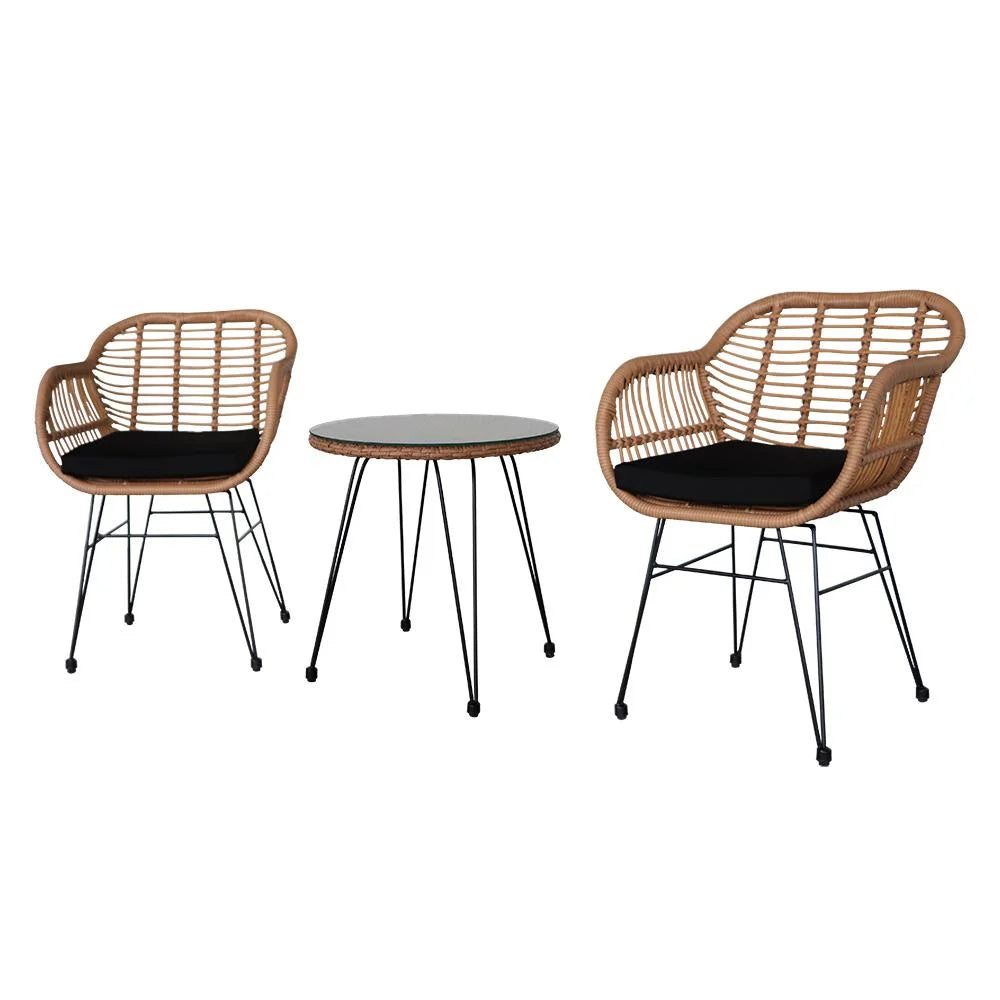 3-Piece Yellow Wicker Outdoor Furniture Set D9802