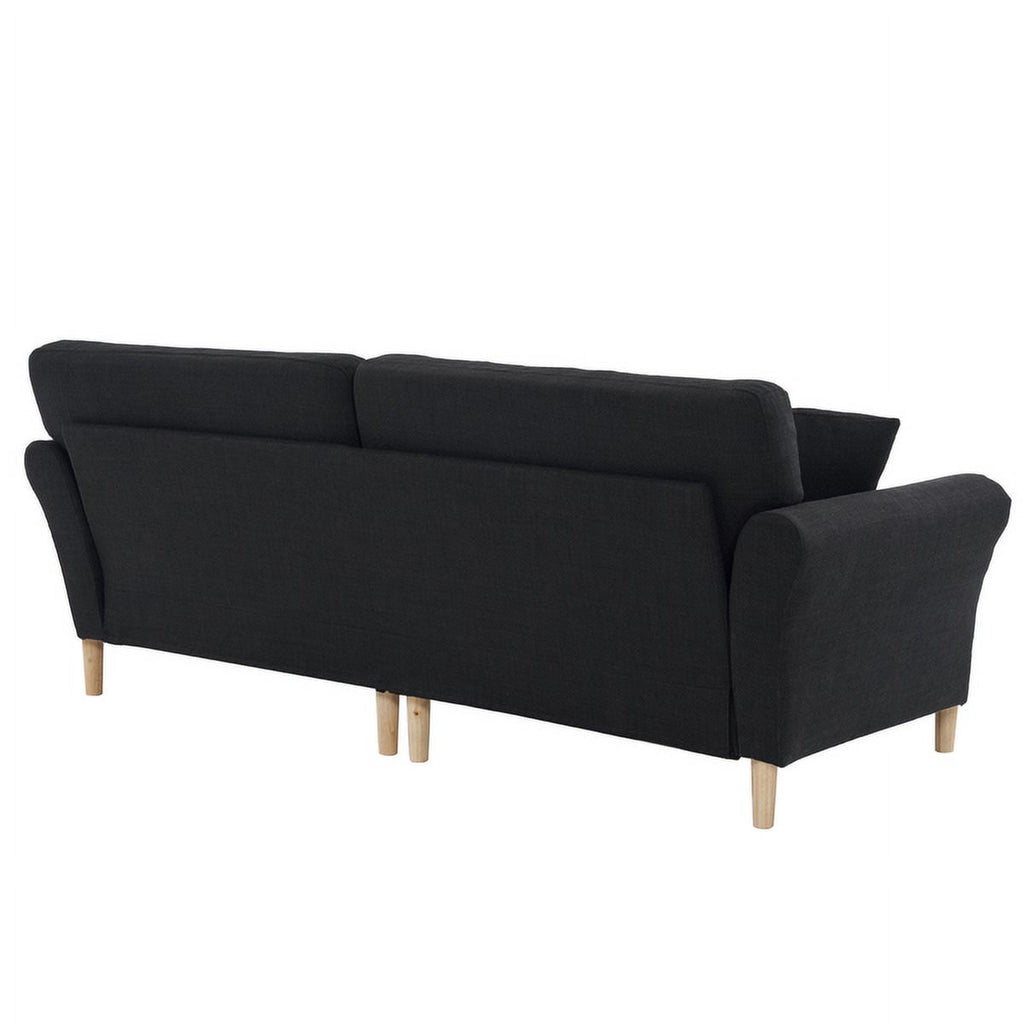 Black Upholstered 2-Seat Loveseat Sofa with 2 Pillows T133079