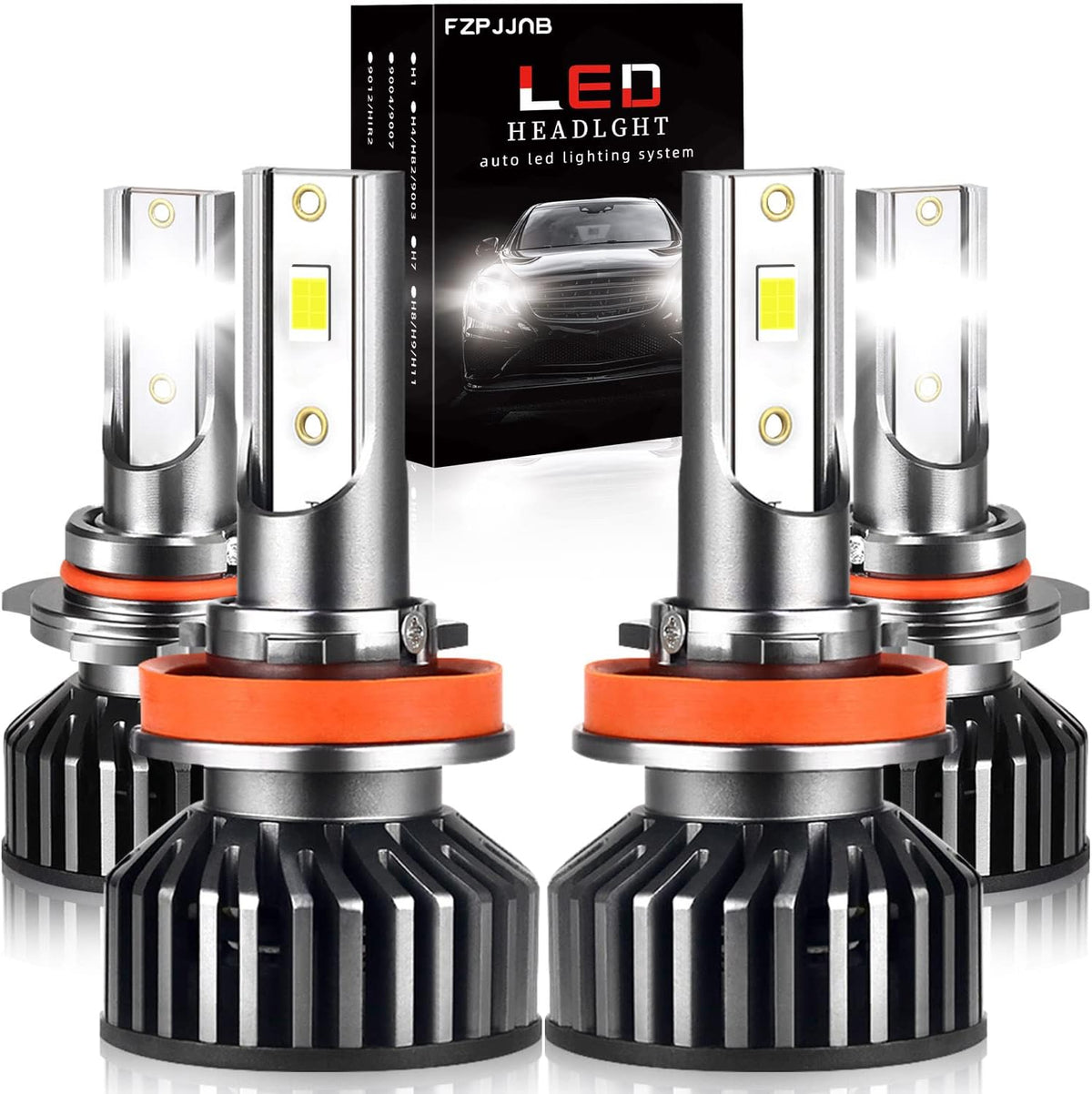 9005 High Beam + H11 Low Beam LED Headlight Bulbs, 6000K Cool White, Pack of 4 Pack of 2 K36627