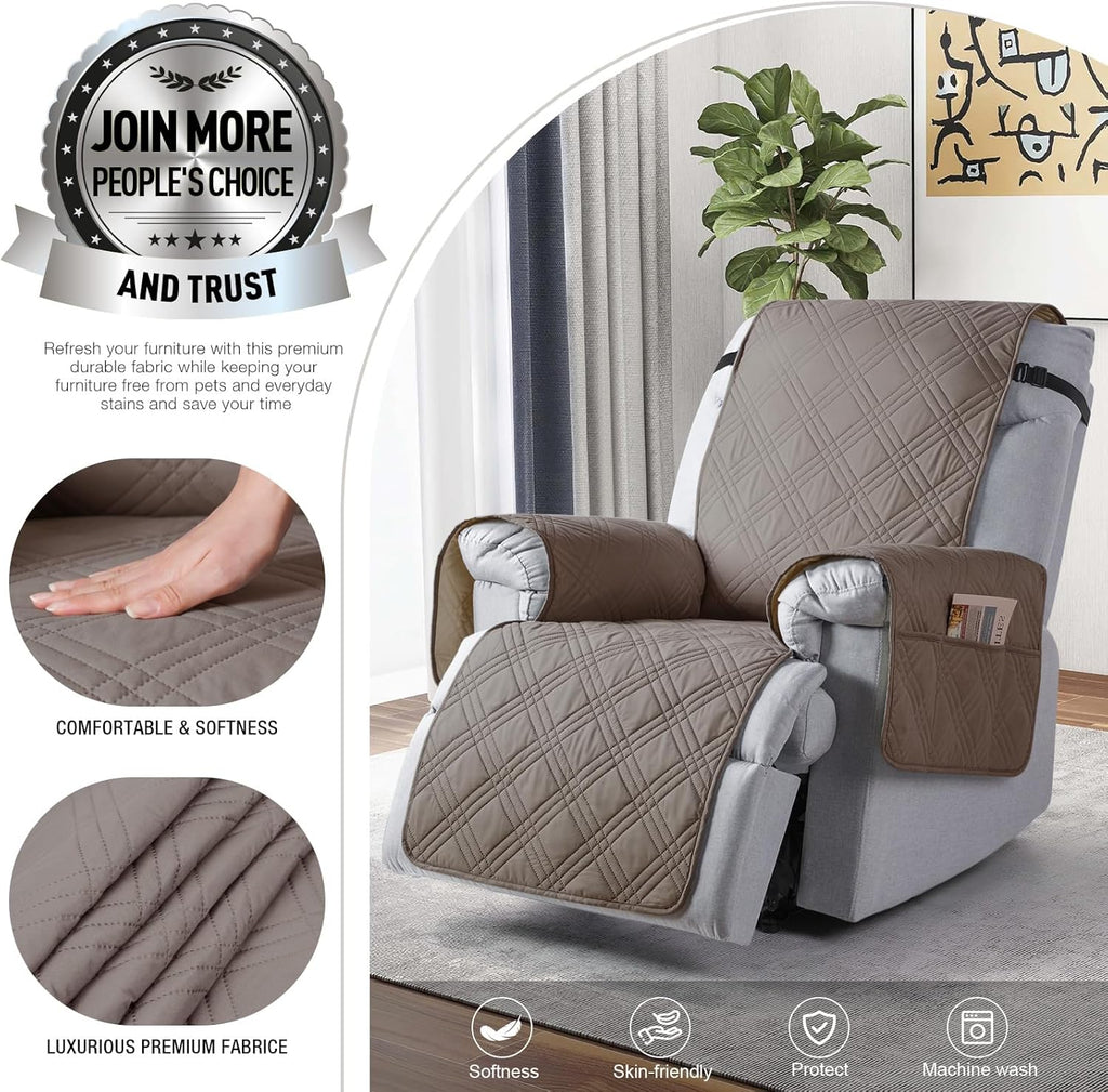 Light Brown Waterproof Recliner Chair Cover D137992