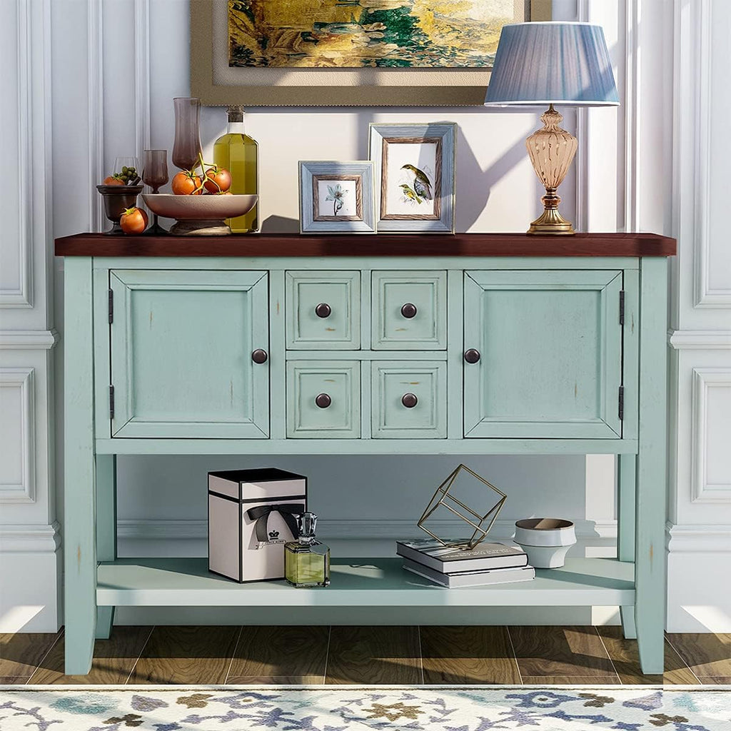 Solid Wood Console Table with 3 Drawers, 2 Cabinet and 1 Shelf N686668