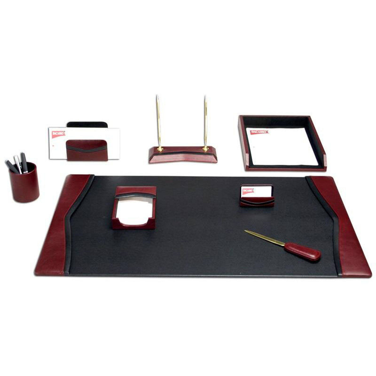Burgundy Leather Desk Set 8-Piece Y984