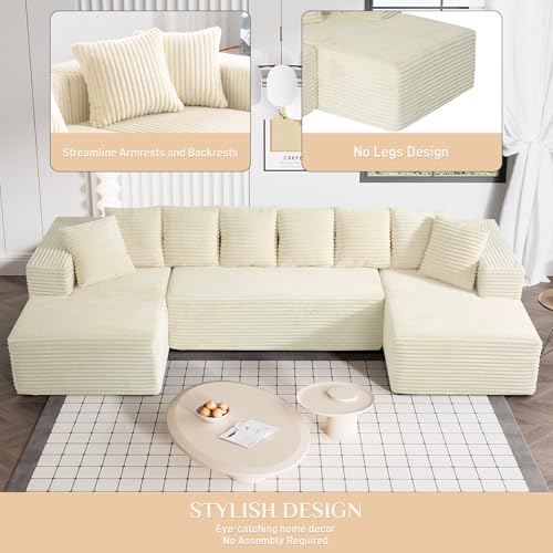 Black Corduroy Memory Foam Modular Sectional Sofa U526