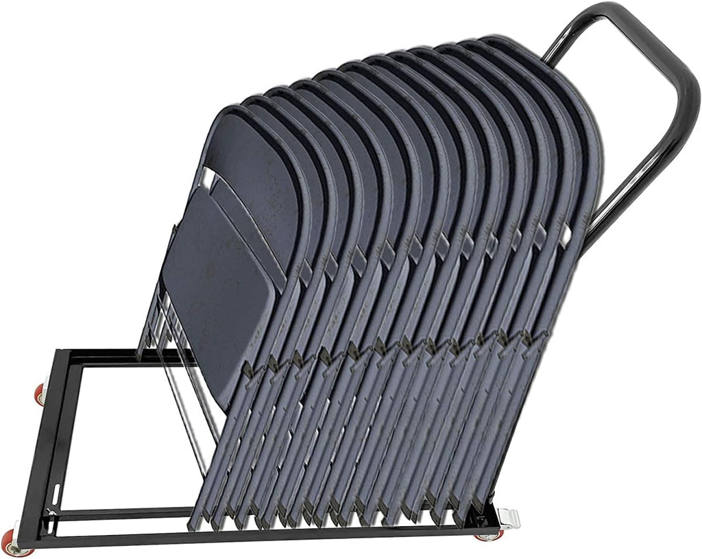 Black Folding Chair Dolly Steel Frame I345